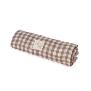 CARRYCOT FITTED SHEET STRIPS + MUSLIN PRALINÉ VICHY MOKA