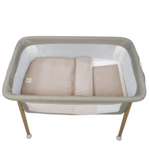 COUETTE + DRAP HOUSSE + COUSSIN POUR BERCEAU 90X50 CM PRALINÉ VICHY/RAYURES MOKA TOG 2,5