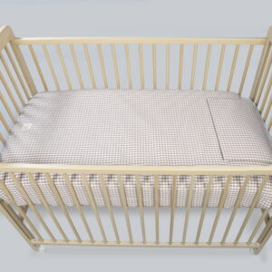 COUETTE + DRAP HOUSSE + COUSSIN POUR BERCEAU 120X60 CM PRALINÉ VICHY/RAYURES MOKA TOG 2,5